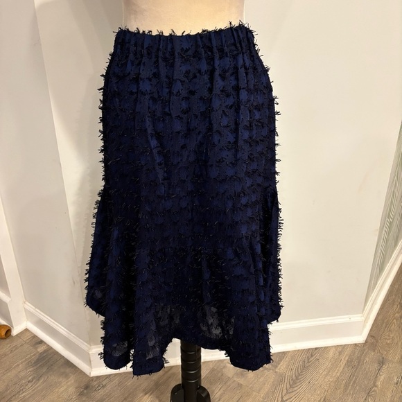 Anthropologie Maeve Navy Blue Miranda Textured Midi Skirt X-Small - Picture 9 of 10